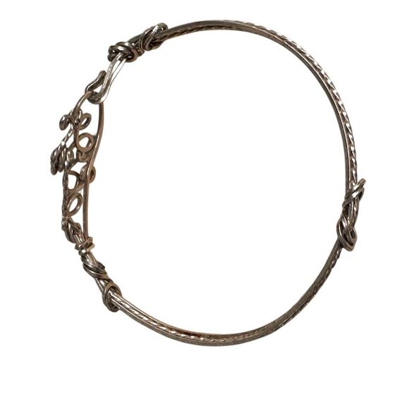 Handmade Wire Wrapped Bangle Bracelet with Red Glass Accent - Picture 6 of 8